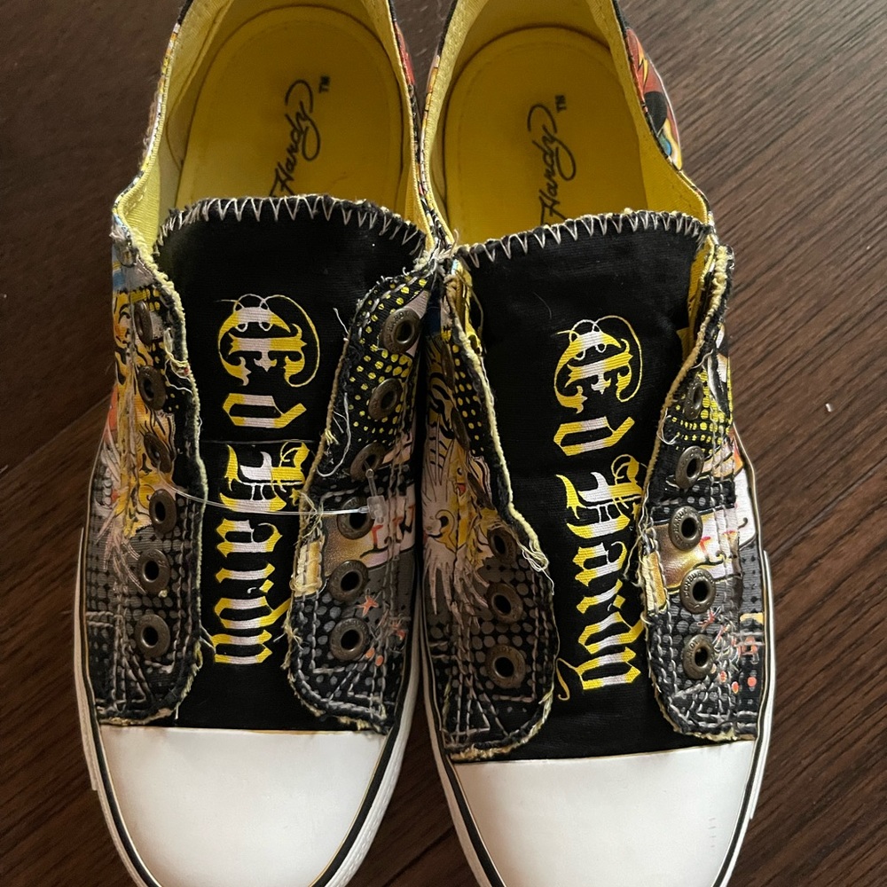 ed hardy slip-on sneakers 10slr408w yellow tiger